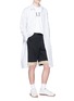 Figure View - Click To Enlarge - THE WORLD IS YOUR OYSTER - Contrast cuff twill shorts