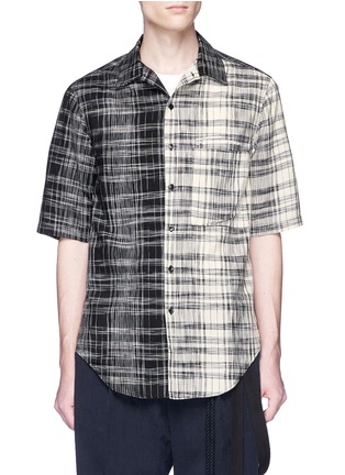 Main View - Click To Enlarge - SONG FOR THE MUTE - 'Coordinates' print check plaid short sleeve shirt