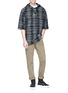 Figure View - Click To Enlarge - SONG FOR THE MUTE - 'Wander' print check plaid quarter sleeve hoodie