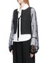 Front View - Click To Enlarge - ANN DEMEULEMEESTER - Floral lace sleeve jersey cropped cardigan