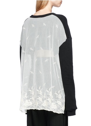 Back View - Click To Enlarge - ANN DEMEULEMEESTER - Floral lace back oversized sweatshirt
