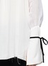 Detail View - Click To Enlarge - ANN DEMEULEMEESTER - Drawstring collar hopsack top
