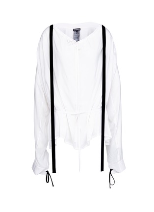 Main View - Click To Enlarge - ANN DEMEULEMEESTER - Velvet sash hopsack blouse