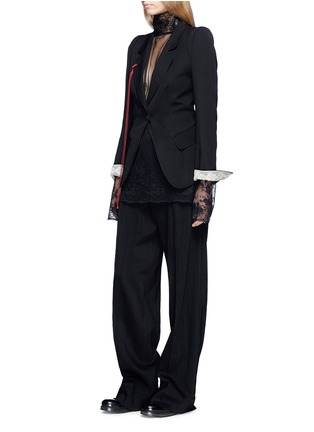 Figure View - Click To Enlarge - ANN DEMEULEMEESTER - Contrast velvet sash twill blazer