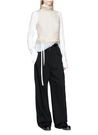 Figure View - Click To Enlarge - ANN DEMEULEMEESTER - 'Genevieve' floral embroidered sleeveless mesh top