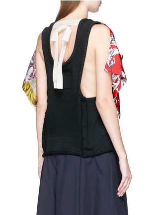 Back View - Click To Enlarge - JW ANDERSON - Floral print twill panel French terry tank top
