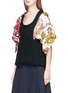 Front View - Click To Enlarge - JW ANDERSON - Floral print twill panel French terry tank top