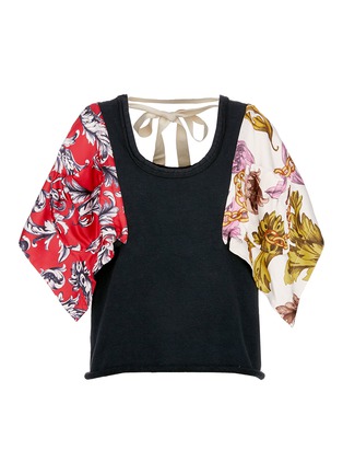 Main View - Click To Enlarge - JW ANDERSON - Floral print twill panel French terry tank top