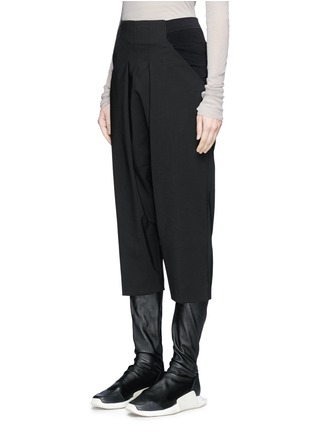 Front View - Click To Enlarge - RICK OWENS  - Pleated drop crotch cropped pants