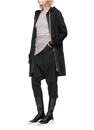 Figure View - Click To Enlarge - RICK OWENS  - Pleated drop crotch cropped pants