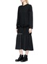 Figure View - Click To Enlarge - YOHJI YAMAMOTO - Logo embroidered suiting panel T-shirt dress