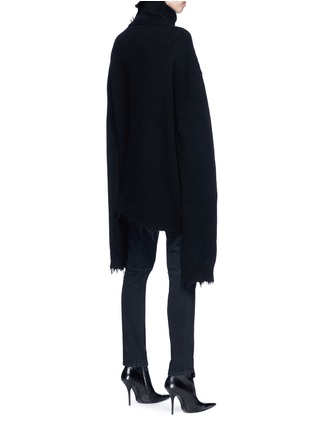 Back View - Click To Enlarge - VETEMENTS - Star embroidered frayed oversized sweater