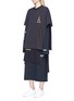 Front View - Click To Enlarge - VETEMENTS - Mixed print layered oversized T-shirt dress