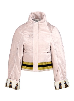 Main View - Click To Enlarge - UNDERCOVER - Queen bee appliqué velvet cropped bomber jacket