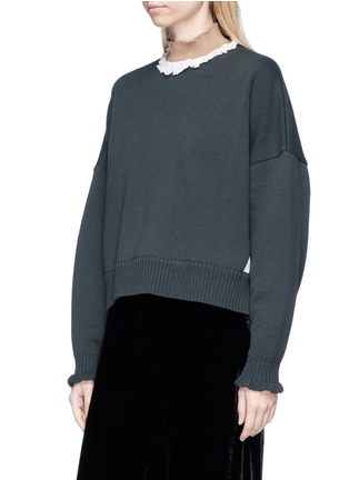Front View - Click To Enlarge - UNDERCOVER - Silk ruffle wool turtleneck sweater