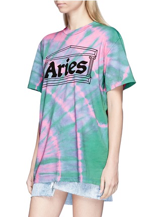 Front View - Click To Enlarge - ARIES - Logo print tie dye effect T-shirt