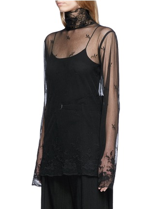 Front View - Click To Enlarge - ANN DEMEULEMEESTER - Turtleneck floral lace top