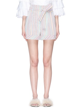 Main View - Click To Enlarge - 72723 - Belted rainbow stripe print shorts