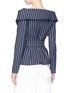 Back View - Click To Enlarge - 72723 - Belted stripe double breasted twill jacket