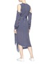 Figure View - Click To Enlarge - 72723 - Belted pinstripe cold shoulder mock wrap dress