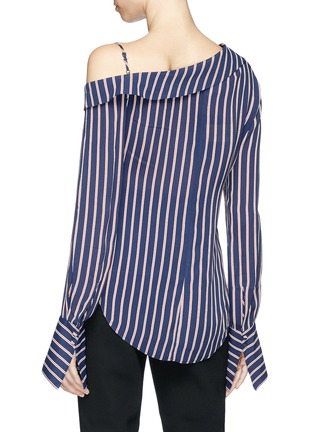 Back View - Click To Enlarge - 72723 - Pinstripe one-shoulder shirt