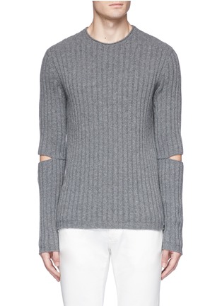 Main View - Click To Enlarge - HELMUT LANG - Cutout elbow wool rib knit sweater