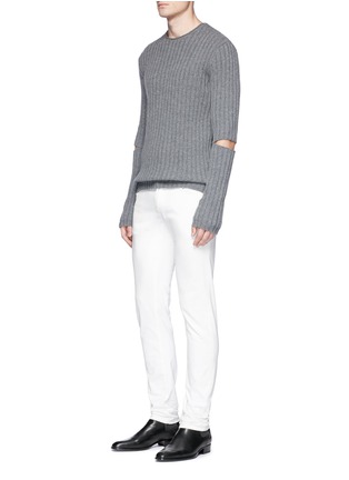 Figure View - Click To Enlarge - HELMUT LANG - Cutout elbow wool rib knit sweater