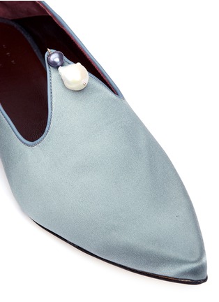 Detail View - Click To Enlarge - TRADEMARK - 'Vermeer' faux pearl satin babouche slides