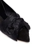 Detail View - Click To Enlarge - TRADEMARK - 'Adrien' moire ribbon bow suede wedge mules