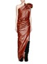 Main View - Click To Enlarge - SAINT LAURENT - Floral one-shoulder leather gown
