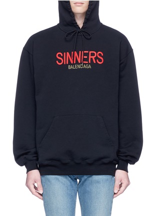 Main View - Click To Enlarge - BALENCIAGA - 'Sinners' embroidered hoodie