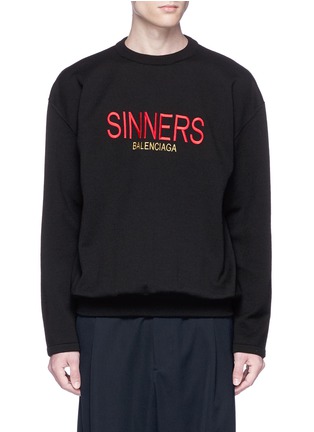 Main View - Click To Enlarge - BALENCIAGA - 'Sinners' embroidered sweater