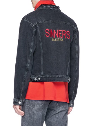 Back View - Click To Enlarge - BALENCIAGA - 'Sinners' embroidered cotton denim jacket