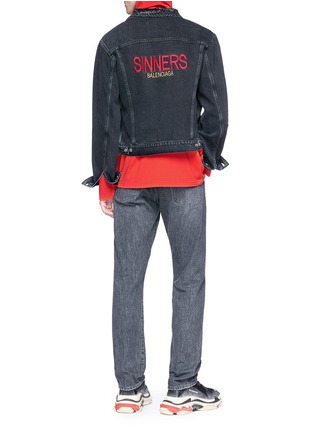 Figure View - Click To Enlarge - BALENCIAGA - 'Sinners' embroidered cotton denim jacket