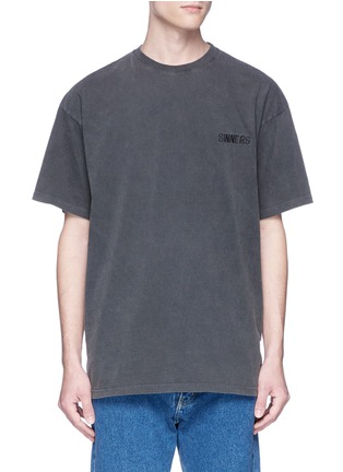 Main View - Click To Enlarge - BALENCIAGA - 'Sinners' embroidered washed T-shirt
