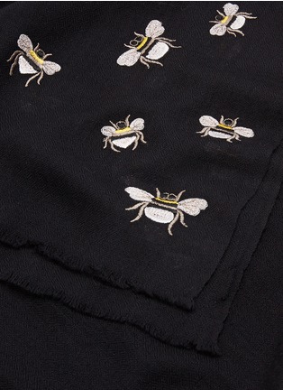 Detail View - Click To Enlarge - JANAVI - 'Bees in the Wild' embroidered wool-silk scarf