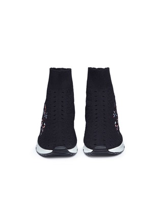 Front View - Click To Enlarge - ASH - 'Lotus' floral embroidered perforated knit sock sneakers