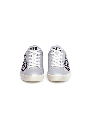Front View - Click To Enlarge - ASH - 'Nak Bis' floral embroidered metallic leather sneakers