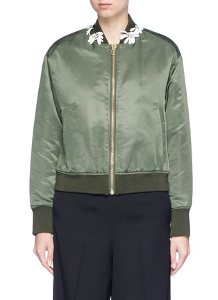 Main View - Click To Enlarge - MUVEIL - Daisy embellished bomber jacket