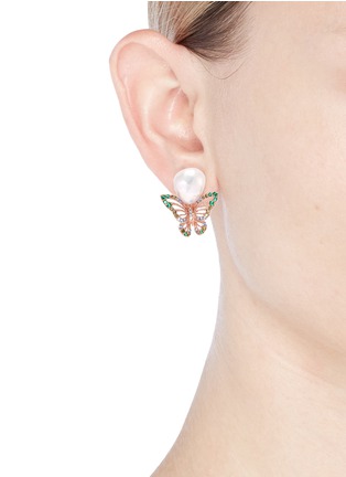 Figure View - Click To Enlarge - ANABELA CHAN - 'Butterfly' freshwater pearl 18k rose gold earrings