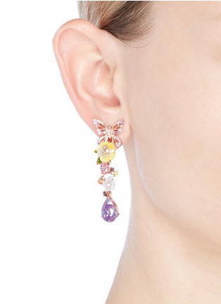 Figure View - Click To Enlarge - ANABELA CHAN - 'Vine' amethyst drop 18k rose gold earrings