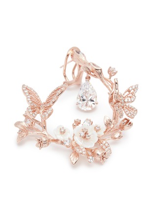 Detail View - Click To Enlarge - ANABELA CHAN - 'Butterfly Garland' diamond 18k rose gold statement earrings