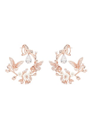 Main View - Click To Enlarge - ANABELA CHAN - 'Butterfly Garland' diamond 18k rose gold statement earrings