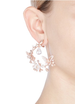 Figure View - Click To Enlarge - ANABELA CHAN - 'Butterfly Garland' diamond 18k rose gold statement earrings
