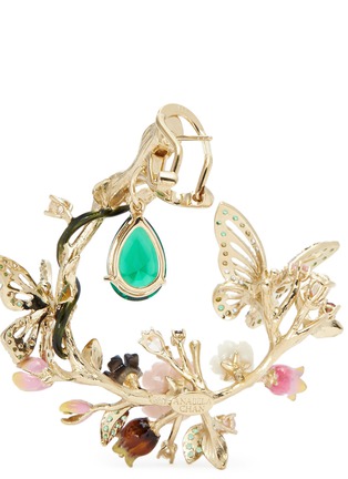 Detail View - Click To Enlarge - ANABELA CHAN - 'Butterfly Garland' emerald 18k yellow gold statement earrings