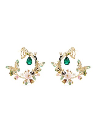 Main View - Click To Enlarge - ANABELA CHAN - 'Butterfly Garland' emerald 18k yellow gold statement earrings