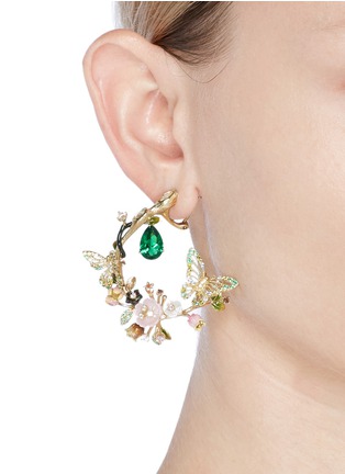 Figure View - Click To Enlarge - ANABELA CHAN - 'Butterfly Garland' emerald 18k yellow gold statement earrings