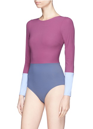 Figure View - Click To Enlarge - FLAGPOLE SWIM - 'Lela' colourblock long sleeve one-piece swimsuit