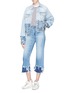 Figure View - Click To Enlarge - R13 - 'Camile' layered frayed cuff jeans