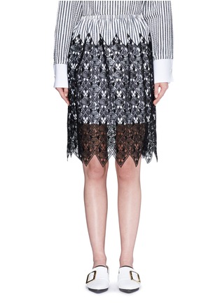 Main View - Click To Enlarge - DAWEI - Cat guipure lace stripe skirt